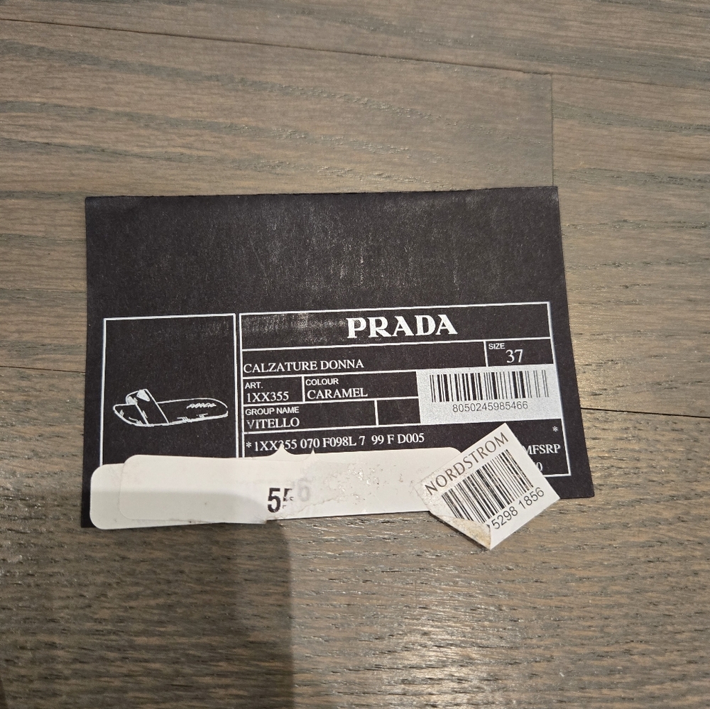 $775 Prada Triangle Logo Leather Sandals Caramel EU 37 US 7 BNIB AUTHENTIC - Picture 8 of 8